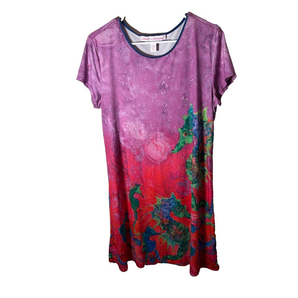 Leoma Lovegrove Dress Women's Petite large Shift T-Shirt Colorful Artsy